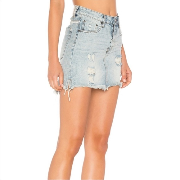 ONE TEASPOON 2020 high waist light wash denim mini skirt size 26 like new - Picture 4 of 10